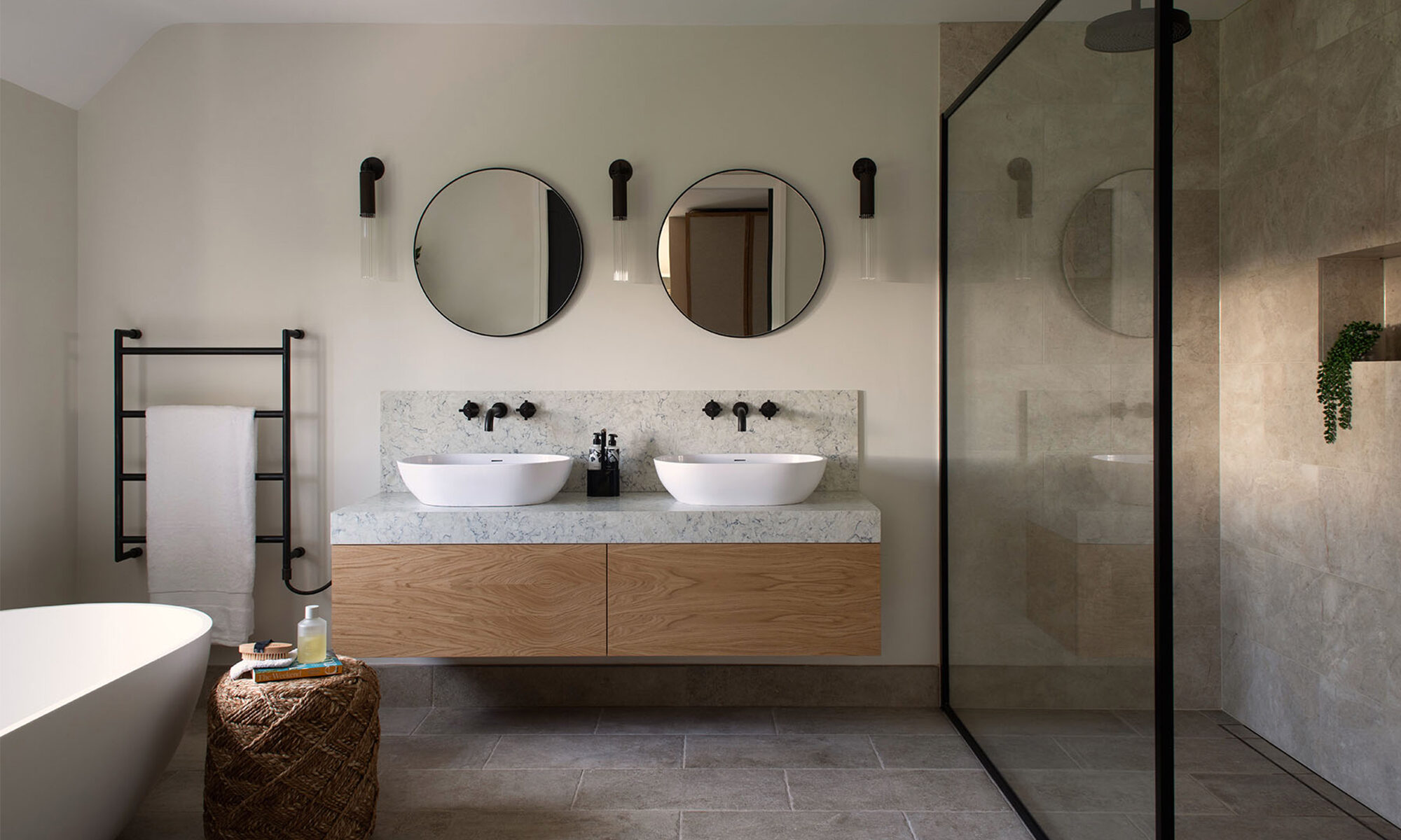 Bayswater Interiors Manor House master bathroom with Samuel Heath Landmark LMK Pure Basin Fillers in City Bronze